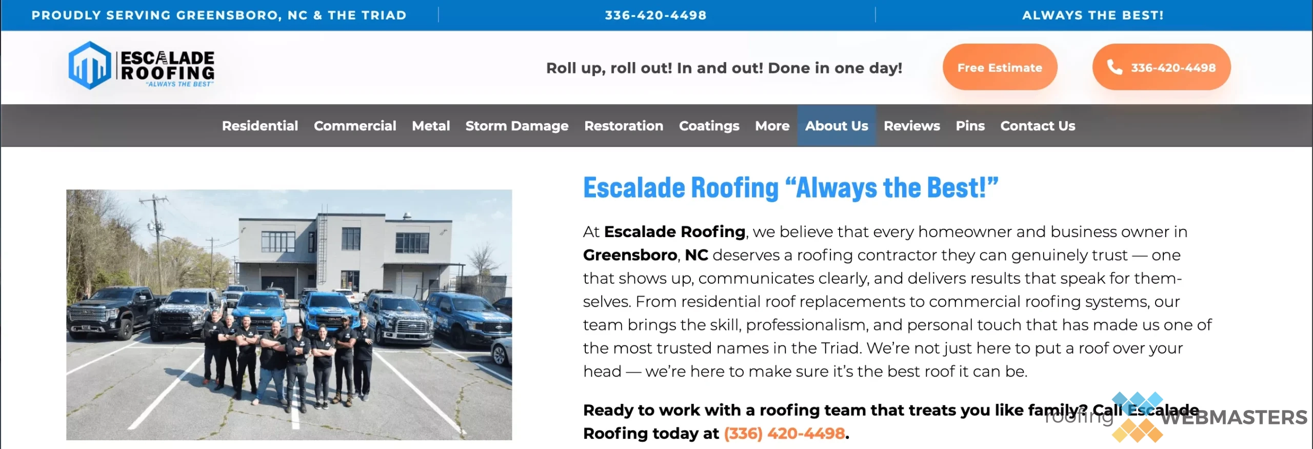 About Us Page Example About Us Page Example for Local Roofing Website
