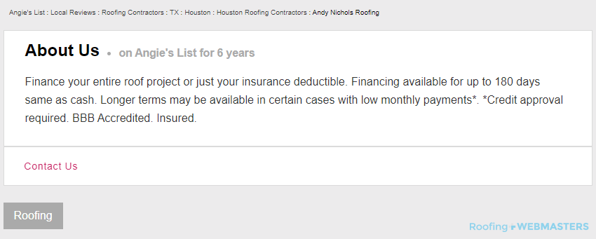 Angie's List Listing Screenshot