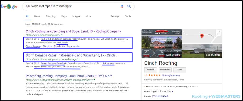 Organic Hail Storm SEO Marketing