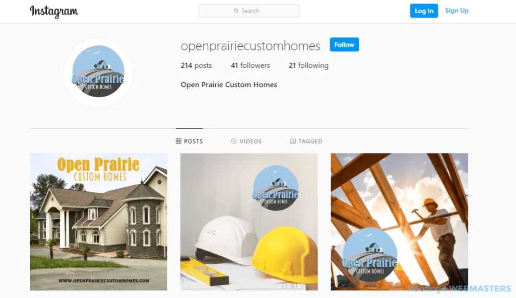 Instagram Business Page for Custom Home Company