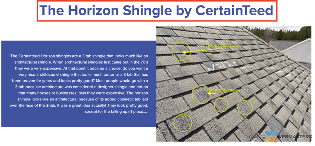 Website Page Dedicated to Specific Shingle Brand Product