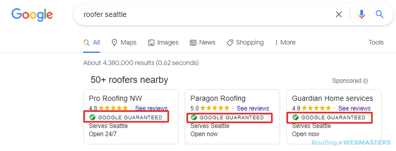 Google Guaranteed Screenshot