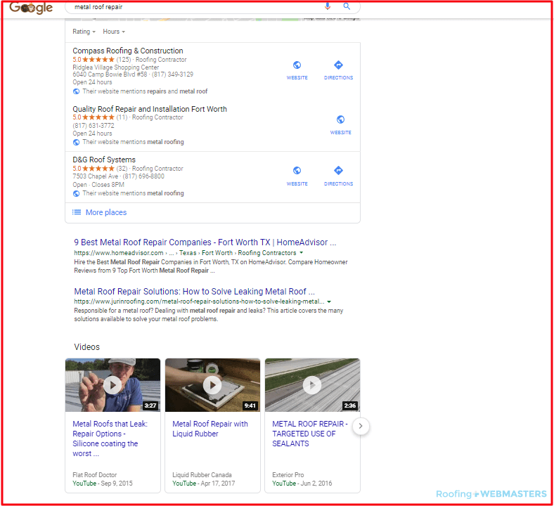 Google Organic Results (Screenshot)