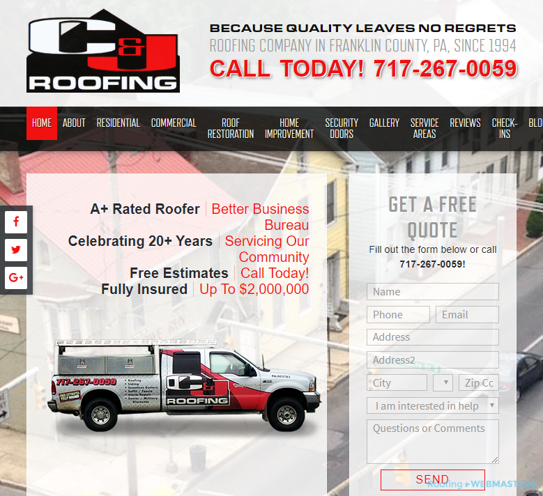 A Homepage That Shouldn't Be a Roofing Landing Page