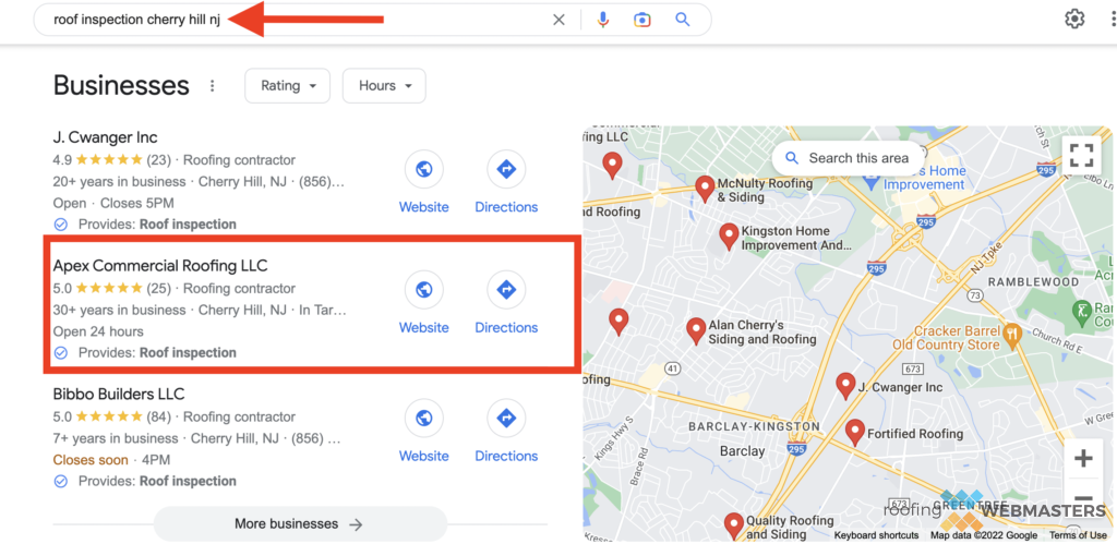 Screenshot of Local Map 3-Pack on Google SERP