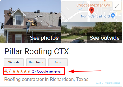 Local Roofer Google Reviews Screenshot