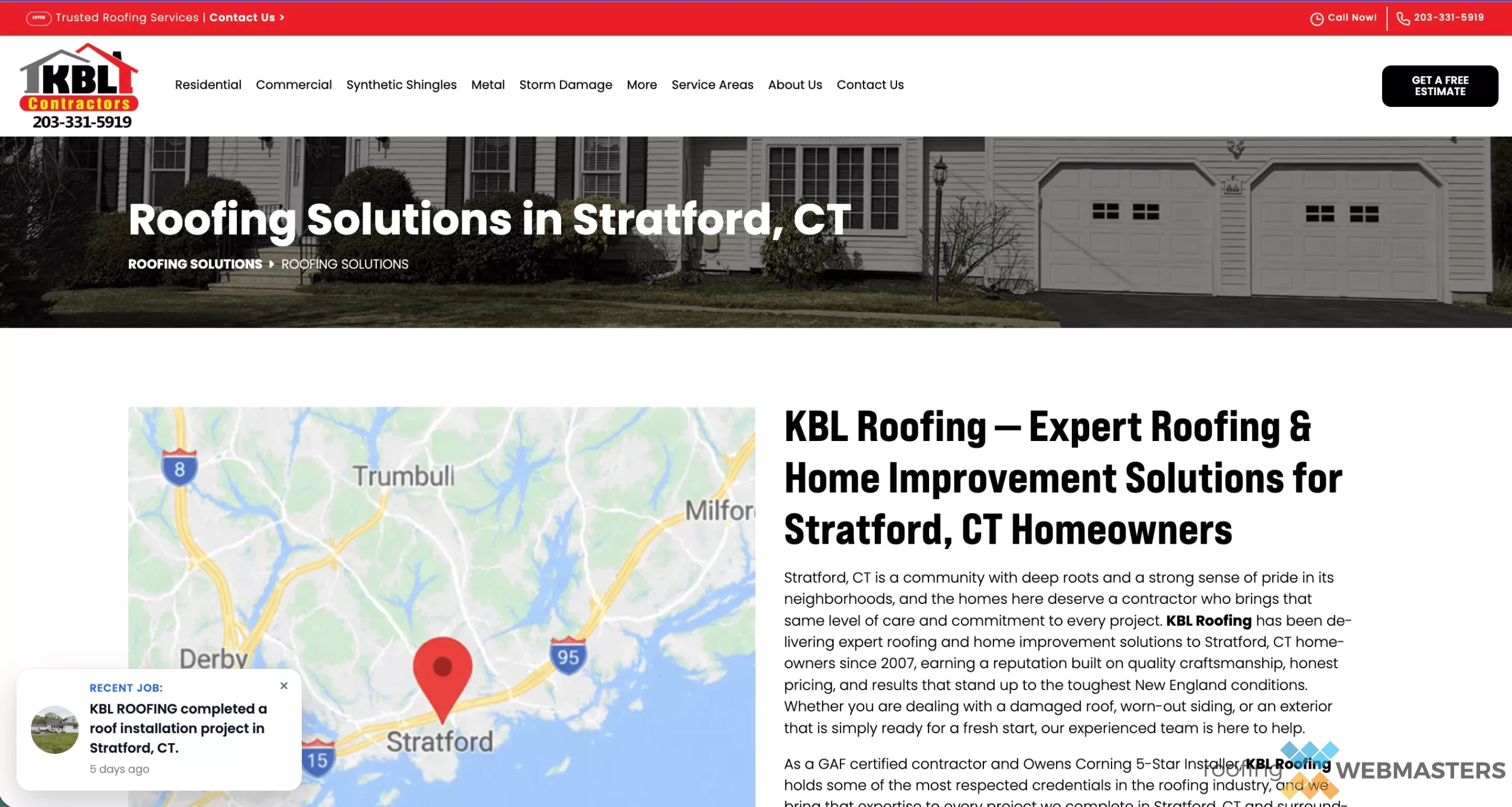 Location Page Example Location Page Example for Local Roofing Website