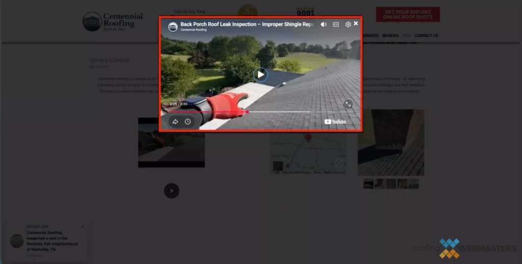 Roof Leak Video Walkthrough Roof Leak Video Walkthrough Embedded on Roofing Website