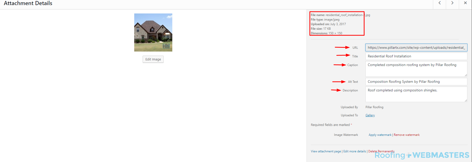 Roofer Image Optimization Screenshot