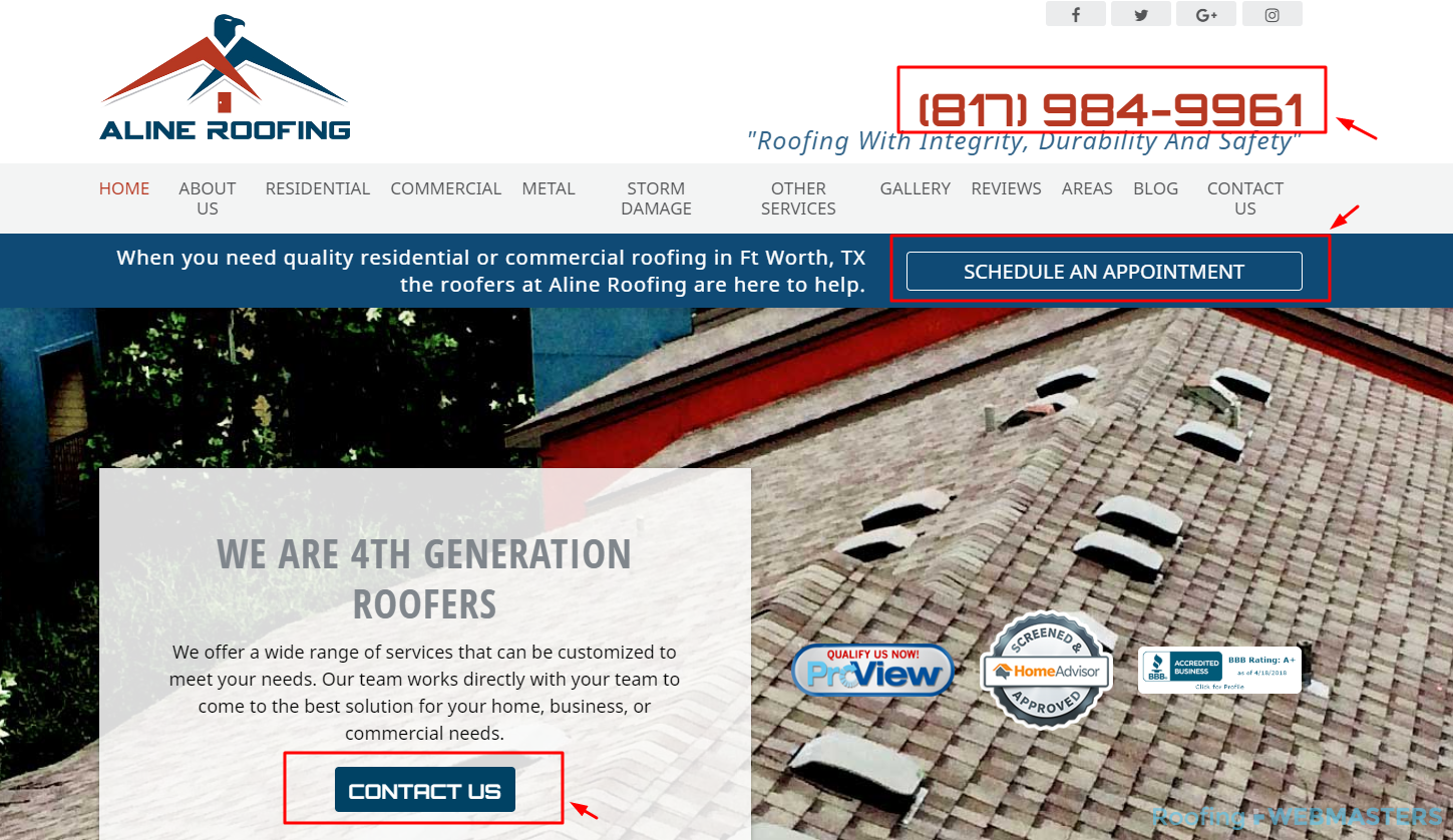 Roofing Call To Action Examples