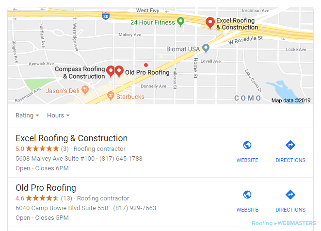 Roofing Company Local Pack