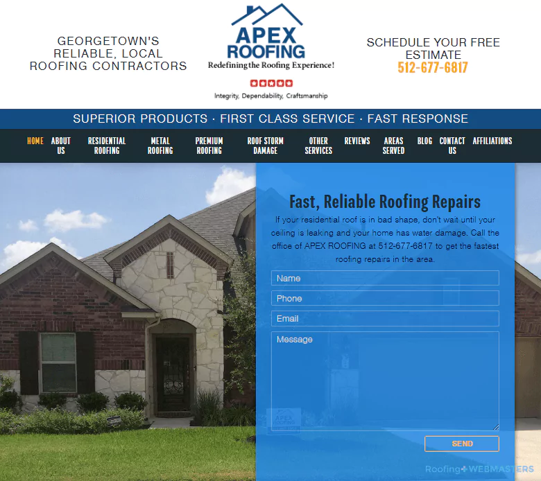 Roofing Company Website Example
