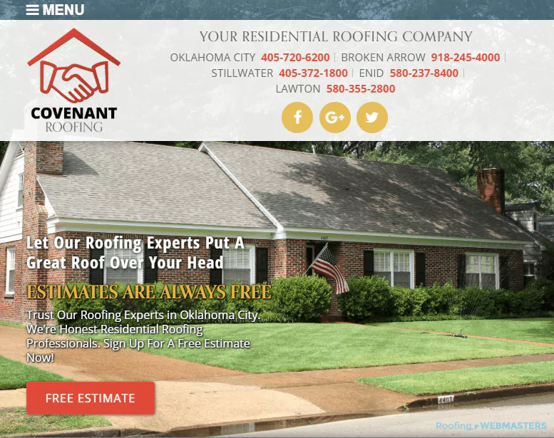 Roofing Contractor Website Example