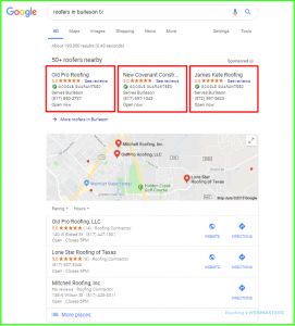 Google Roofing Ad Top Location