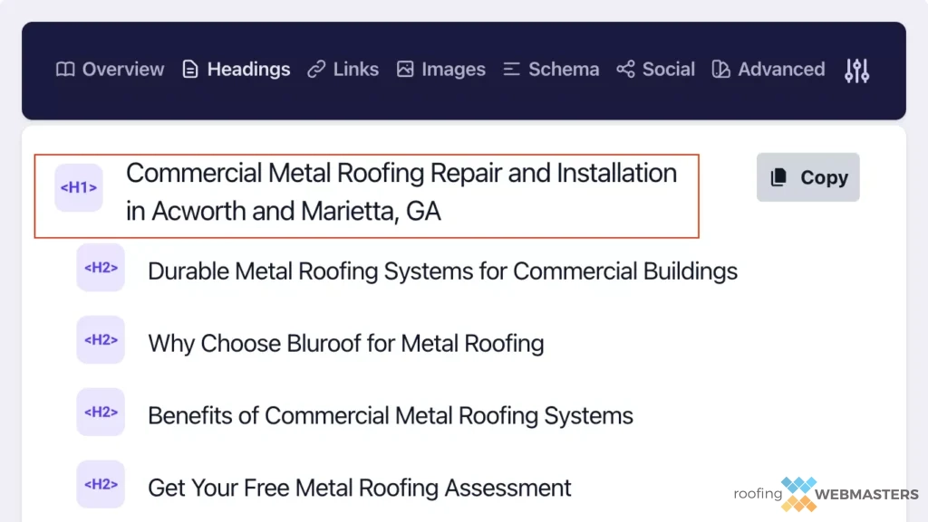 Roofing Header Tag Roofing Header Tag