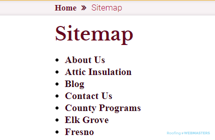 Roofing Sitemap Screenshot