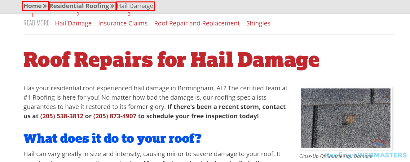 URL Hierarchy Example from Roofing Website
