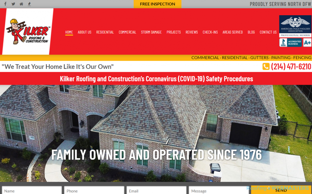 Web Design Example for Roofers