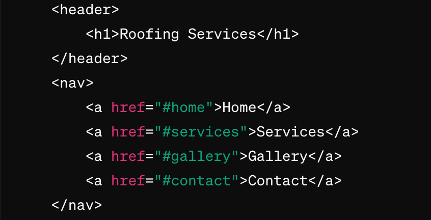 Website HTML Code Example